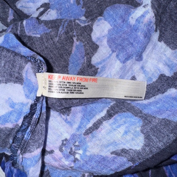 By Anthropologie Easy One-Shoulder Dress Cotton Gauze, Boho, Beach, Blue,M - Picture 10 of 11